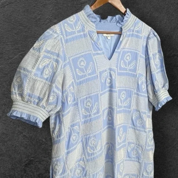 Avara Embroidered Prairie Cottagecore Tunic Dress Size XL Boho Feminine Romantic - Picture 2 of 8